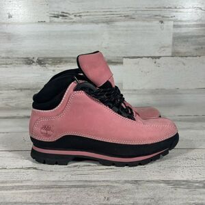 Timberland Women's ACT Pink & Black Leather Chukka‎ Booties Lace Up 6.5M